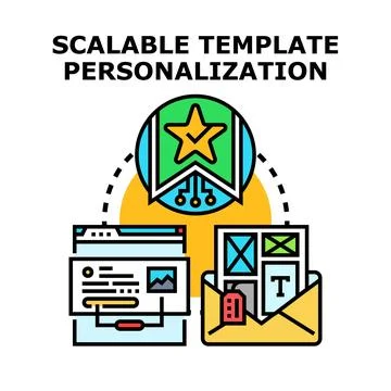 Scalable template personalization process icon illustration Stock Illustration
