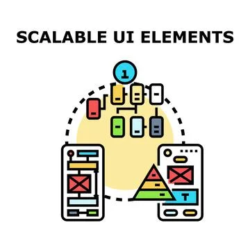Scalable ui elements designing developing user interface concept 库存插图