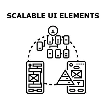 Scalable ui elements designing developing user interface concept 库存插图