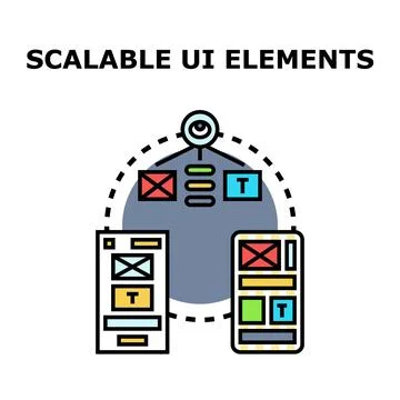 Scalable user interface elements adapting to screen sizes Stockillustratie