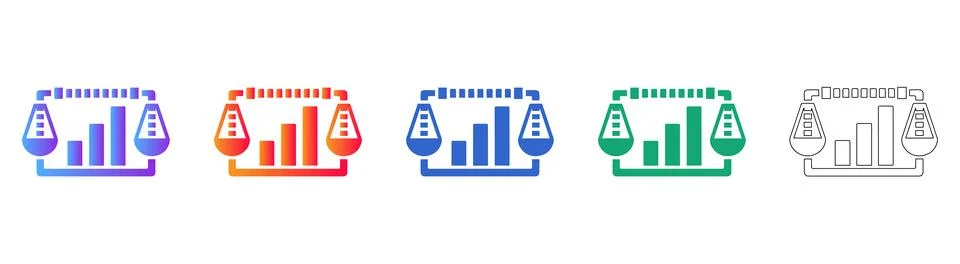 Scale and Data Analytics Icon Set Illustrazione stock