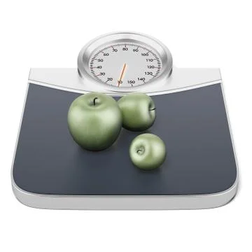 Scale with apple 库存插图