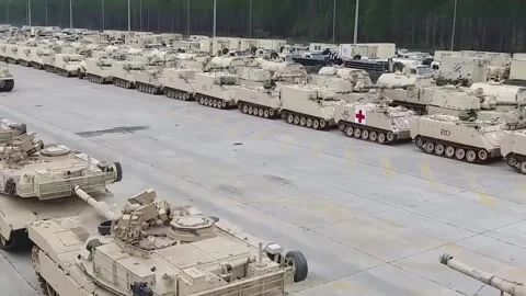 The Scale of Armored Unit - Aerial 003 Stock Footage 162772634