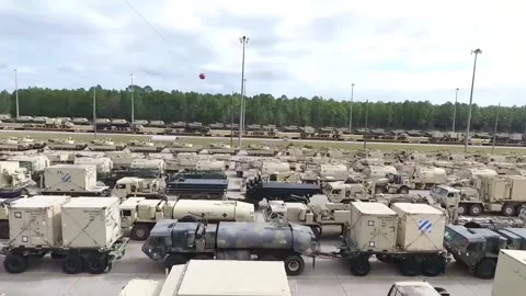 The Scale of Armored Unit - Aerial 010 Stock Footage 162775944