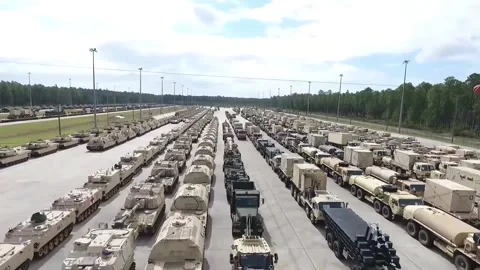 The Scale of Armored Unit - Aerial 012 Video stock 162771726