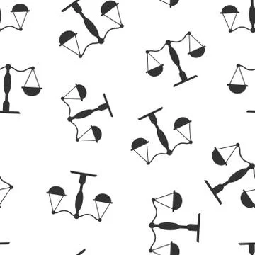 Scale balance icon in flat style. Justice vector illustration on white isolat Stock Illustration