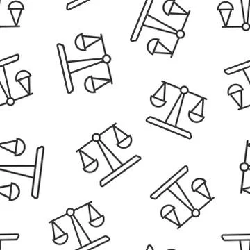 Scale balance icon in flat style. Justice vector illustration on white isolat Stock Illustration
