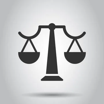Scale balance icon in flat style. Justice vector illustration on white isolat Stock Illustration