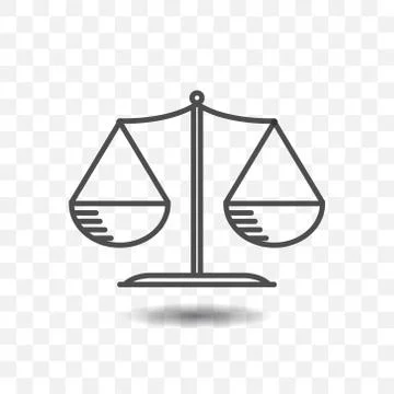 Scale balance icon on transparent background. Justice concept design. Stock Illustration