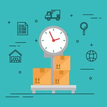 Scale balance logistic service Illustration
