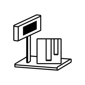 Scale box equipment delivery cargo outline 스톡 일러스트