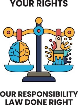 A scale with a brain on one side and a paintbrush on the other Stock Illustration
