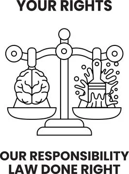 A scale with a brain on one side and a paintbrush on the other Stock Illustration