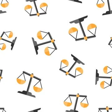 Scale comparison icon seamless pattern background. Balance weight vector illu 库存插图