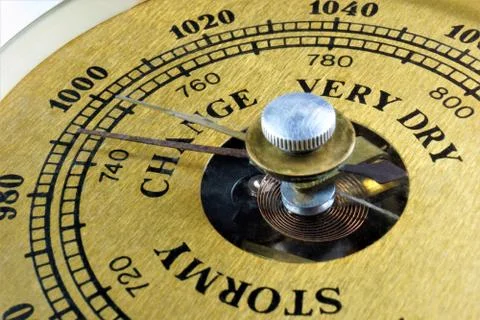 Scale dial barometer - indicates changes clearly or cloudy. Stock Photos