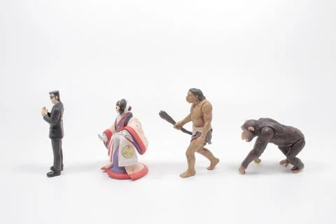 A scale of figure of Human Evolution Stock Photos