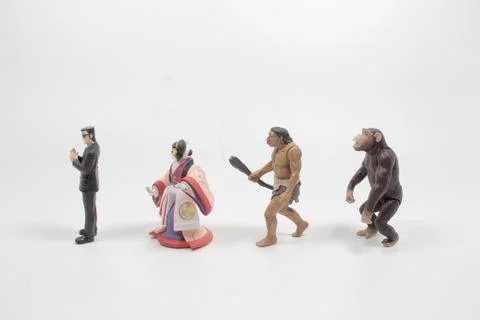 A scale of figure of Human Evolution Stock Photos