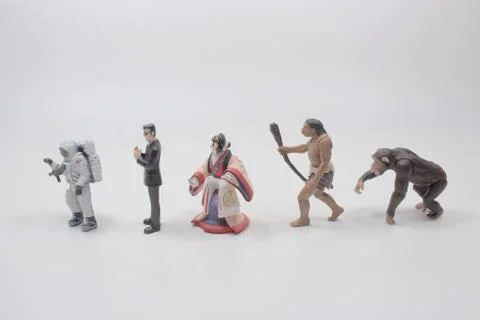 A scale of figure of Human Evolution Stock Photos