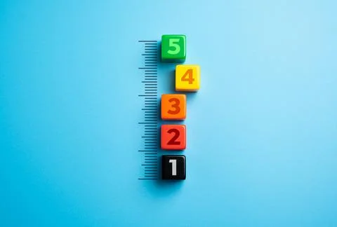 A scale of five levels. Five steps. Stages of readiness. Performance and ef.. Stock Photos