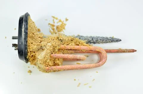 Scale formation on a heater Stock Photos