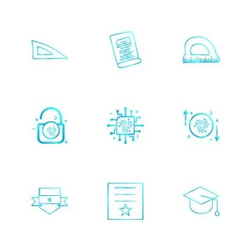 Scale , geometry , paper , d scale , lock , unlock , sheild , badge , cap , c Illustrazione stock