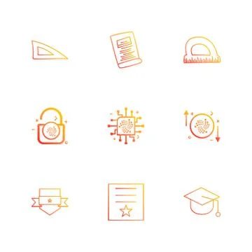 Scale , geometry , paper , d scale , lock , unlock , sheild , badge , cap , c Illustrazione stock