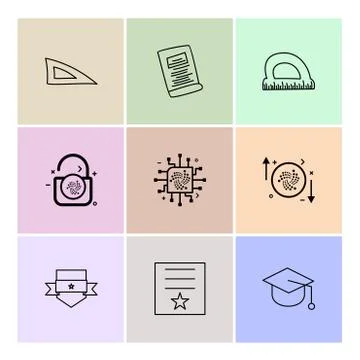 Scale , geometry , paper , d scale , lock , unlock , sheild , badge , cap , c Illustrazione stock