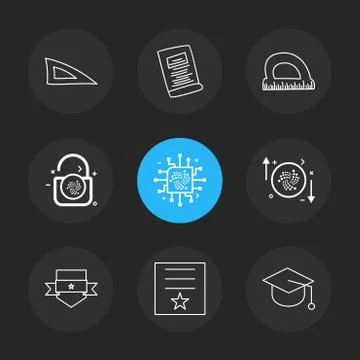 Scale , geometry , paper , d scale , lock , unlock , sheild , badge , cap , c Illustrazione stock