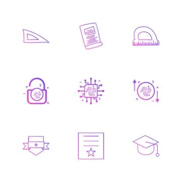 Scale , geometry , paper , d scale , lock , unlock , sheild , badge , cap , c Illustrazione stock