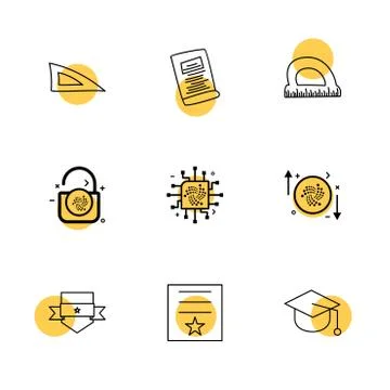 Scale , geometry , paper , d scale , lock , unlock , sheild , badge , cap , c Illustrazione stock