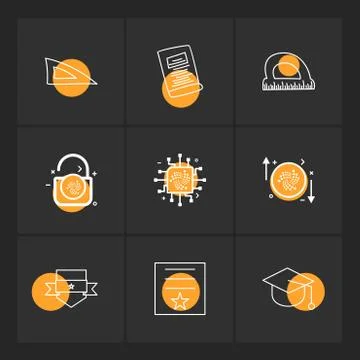 Scale , geometry , paper , d scale , lock , unlock , sheild , badge , cap , c Illustrazione stock