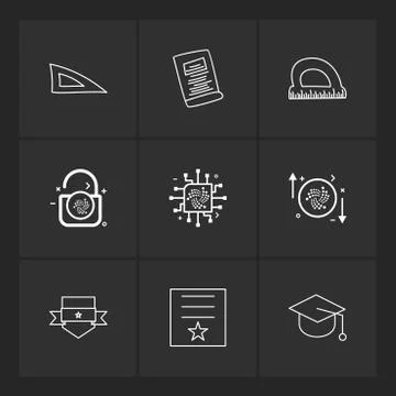 Scale , geometry , paper , d scale , lock , unlock , sheild , badge , cap , c Illustrazione stock