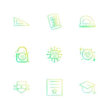 Scale , geometry , paper , d scale , lock , unlock , sheild , badge , cap , c Illustrazione stock