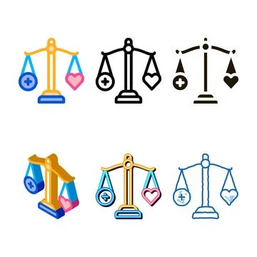 Scale heart weight forms icon vector outline Stock Illustration