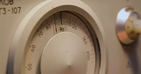Scale with the Hertz mark of the old frequency generator. Stock Footage 122982307