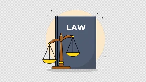 Scale of Justice with Law Book Concept Animation Video - Transparent Video stock 280772002