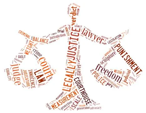 Scale justice, word cloud concept Stock Illustration