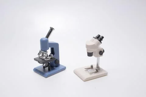 The scale of Laboratory Microscope isolated on white Stock Photos