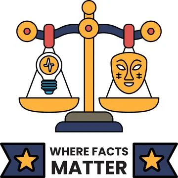 A scale with a light bulb and a mask on it Stock Illustration