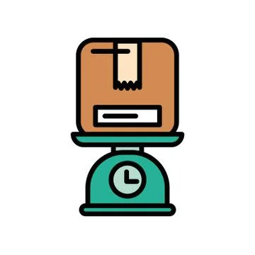 Scale measure with box carton packing postal service Stock Illustration