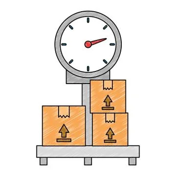 Scale measure weight with boxes delivery service Stockillustratie