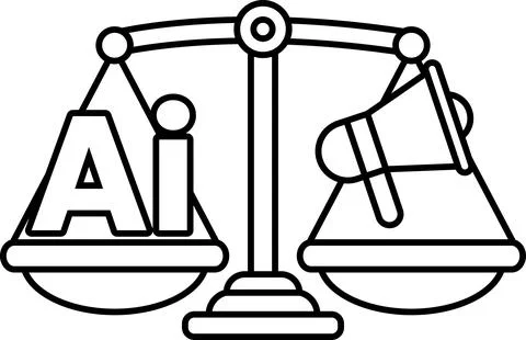 A scale with a microphone on the right side and the letters AI on the left si Stock Illustration