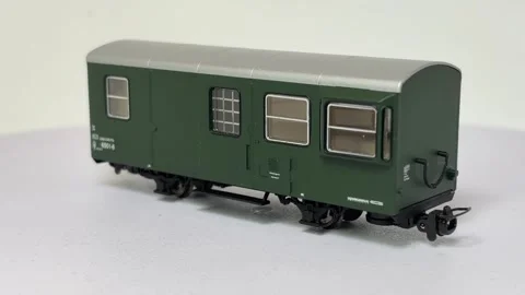 Scale model of Austrian narrow gauge baggage wagon Video stock 332175396