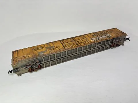 Scale model of box car wagon railroad car with weathering effects Stock Photos