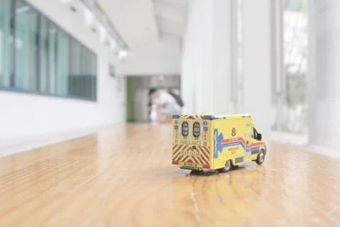 Scale of model Emergency ambulance  4 may 2019 Stock Photos