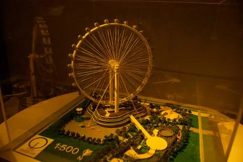 Scale model of a ferris wheel in display case Stock Photos