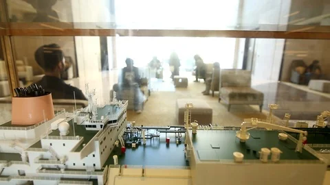 Scale Model Of A Large Cargo Ship Slide Right And Left 스톡 동영상 95960134