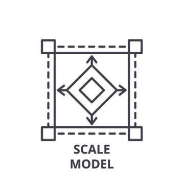 Scale model line icon concept. Scale model vector linear illustration, symbol Illustrazione stock