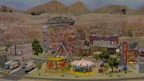 Scale model of a old time fair Stock Footage 253442258