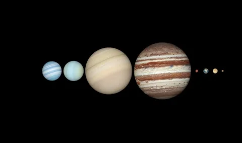 Scale-model planets of the solar system appear, customizable background Video stock 347083142